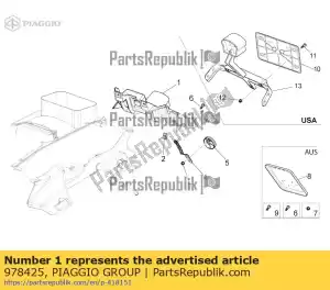 Piaggio Group 978425 support de plaque d'immatriculation - La partie au fond