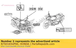 plaat, geregistreerd nummer van Honda, met onderdeel nummer 87501KSVP00, bestel je hier online: