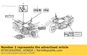 Honda 87501KSVP00 plaat, geregistreerd nummer - Onderkant