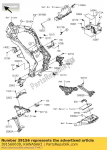 Kawasaki 391560639 almohadilla, 150x60x5 - Lado inferior