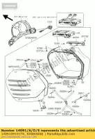 14091091917K, Kawasaki, copertina, borsa laterale, sinistra, m.blac zg140 kawasaki gtr 1400 2008, Nuovo