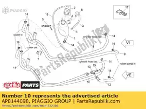 Piaggio Group AP8144098 tube de tête de refroidisseur d'eau - La partie au fond