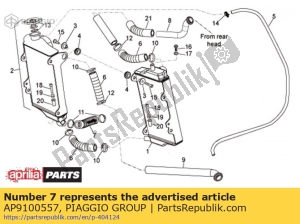 aprilia AP9100557 koeler-pompleiding 27x19x145 - Onderkant