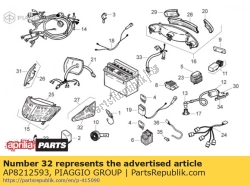 Aprilia AP8212593, Lh front turn indicator lens, OEM: Aprilia AP8212593