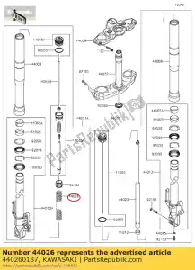 Kawasaki 440260187 garfo dianteiro de mola - Lado inferior