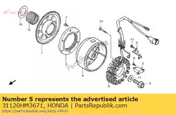 Ici, vous pouvez commander le bobine de stator auprès de Honda , avec le numéro de pièce 31120HM3671: