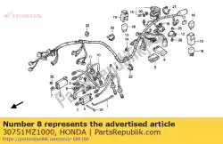 cap assy. 1, hoge spanning van Honda, met onderdeel nummer 30751MZ1000, bestel je hier online: