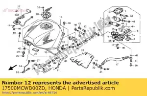 Honda 17500MCWD00ZD ensemble de réservoir, type de carburant (wl) * - La partie au fond