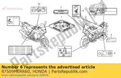 label, batterij van Honda, met onderdeel nummer 87509MERR60, bestel je hier online: