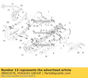 Piaggio Group 2B002076 colector de escape sx - Lado inferior