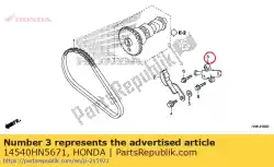 Aqui você pode pedir o ajustador, tensor em Honda , com o número da peça 14540HN5671: