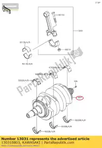 kawasaki 130310803 vilebrequin-comp en650aff - La partie au fond