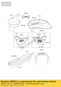 kawasaki 560511610 merk, brandstoftank, lh, kaw zr1100-c - Onderkant