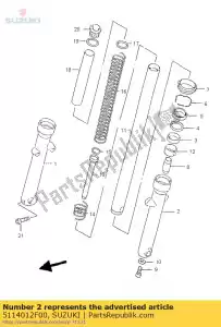 suzuki 5114012F00 tube, extérieur, l - La partie au fond