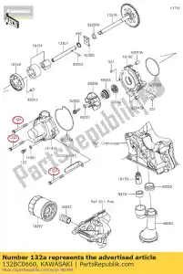 Kawasaki 132BC0660 bolt-flanged-small,6x60 - Bottom side