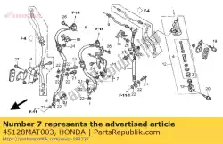 Aquí puede pedir manguera, segundo cilindro maestro de Honda , con el número de pieza 45128MAT003: