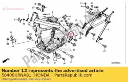 plaat, l. Hoofd hanger van Honda, met onderdeel nummer 50408KRNA81, bestel je hier online: