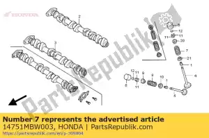 Honda 14751MBW003 resorte, válvula de entrada - Lado inferior
