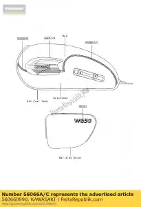 Kawasaki 560660990 modello, serbatoio carburante, rr, rh - Il fondo