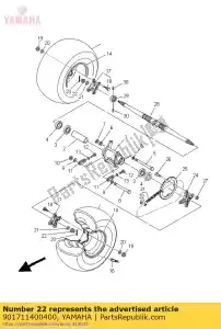 yamaha 901711400400 nut, castle - Bottom side