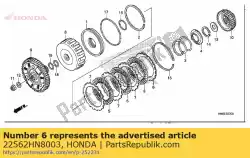 Ici, vous pouvez commander le plaque, embrayage (12) (2,0 mm) auprès de Honda , avec le numéro de pièce 22562HN8003: