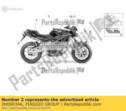 Aprilia 2H000346, Linker luchtkanaal, sticker aprilia, OEM: Aprilia 2H000346