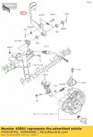 430010092, Kawasaki, levier-frein, pédale kawasaki kvf650 prairie 4x4 kvf750 eps brute force 650 4x4i 750 epsgef epshef gff hff camo , Nouveau