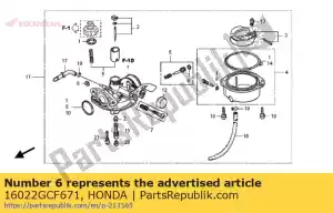 honda 16022GCF671 conjunto de válvula, acelerador - Lado inferior