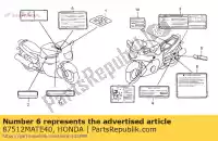 87512MATE40, Honda, label, accessories & loading honda cbr 1100 2003 2004 2005 2006 2007 2008, New