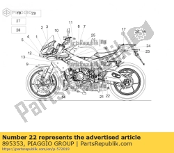 Aprilia 895353, Sticker paratacco sx, OEM: Aprilia 895353