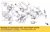 18330MEN840, Honda, bande, rr. corps de silencieux honda crf 450 2006 2007 2008, Nouveau