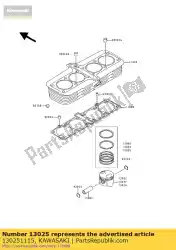 Here you can order the ring-set-piston l,o/s zr1100-a from Kawasaki, with part number 130251115: