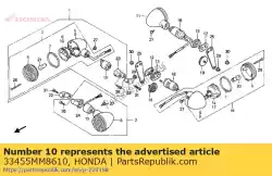 reflector comp., l van Honda, met onderdeel nummer 33455MM8610, bestel je hier online: