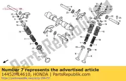 Here you can order the shaft,ex rocker a from Honda, with part number 14452ML4610: