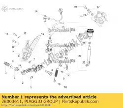 Aqui você pode pedir o bomba de freio, conjunto em Piaggio Group , com o número da peça 2B003611: