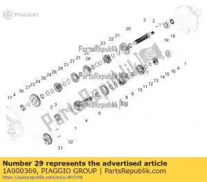 Piaggio Group 1A000369 engrenagem de quinta velocidade z = 24 - Lado inferior