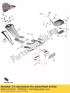 yamaha BN62163E00 cubierta, guardabarros trasero - Lado inferior