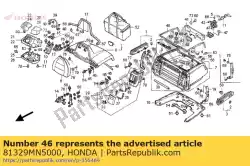Ici, vous pouvez commander le plaque, réglage de l'attaquant du coffre auprès de Honda , avec le numéro de pièce 81329MN5000: