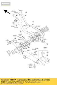 kawasaki 491071163 couvercle-tuyau d'échappement, fr vn800-c1 - La partie au fond