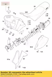 stoel standaard zilver lc4 '99 van KTM, met onderdeel nummer 58407040500, bestel je hier online: