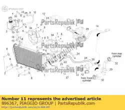 Ici, vous pouvez commander le tuyau de refroidissement auprès de Piaggio Group , avec le numéro de pièce 896367: