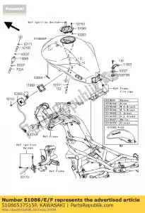 Kawasaki 51086537515P tank-comp-fuel, c.l. groen - Onderkant