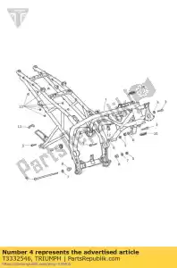 triumph T3332546 bolt, skt head, m10x1.25x238 - Bottom side