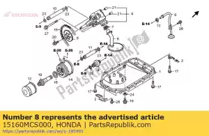 Honda 15160MCS000 comp. de tubulação, eliminação de óleo - Lado inferior