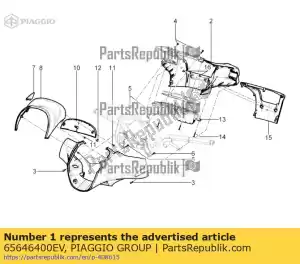 Piaggio Group 65646400EV capa do guiador frontal - Lado inferior