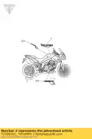 T2308361, Triumph, sticker afdekplaat boven rh triumph tiger sport 1215 2013 2014 2015 2016, Nieuw