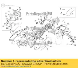 rechter achterkuip. Blauw van Piaggio Group, met onderdeel nummer 85193600XD2, bestel je hier online: