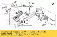 43155MFJA50, Honda, clamper, rr. przewód hamulcowy honda cbr 600 2009 2010 2011 2012 2013, Nowy