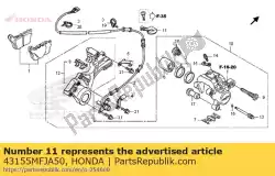 Ici, vous pouvez commander le clamper, rr. Tuyau de frein auprès de Honda , avec le numéro de pièce 43155MFJA50: