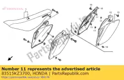 Tutaj możesz zamówić gumowy, boczny korek pokrywy od Honda , z numerem części 83515KZ3700: